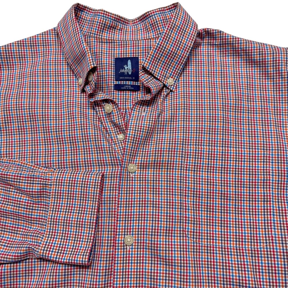 Johnnie-O Shirt Mens Large Multicolor Check Button Down Long‎ Sleeve Casual